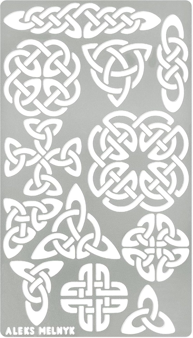 Aleks Melnyk No.32 Metal Journal Stencil, Pyrography Celtic Patterns, Celtic Knot, Viking Stencil, Wood Burning Template, Wood Carving, Bullet Journaling - Image 1